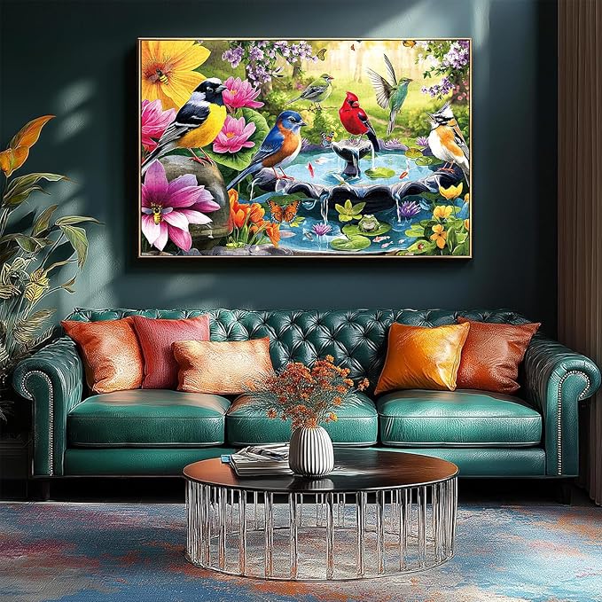 500 Pieces Puzzle for Adults, Puzzles for Adults 500 Pieces, Spring Birds Floral Pond Nature Jigsaw Puzzle, Challenging Puzzle Perfect for Game Nights, 20.5 X 15 in