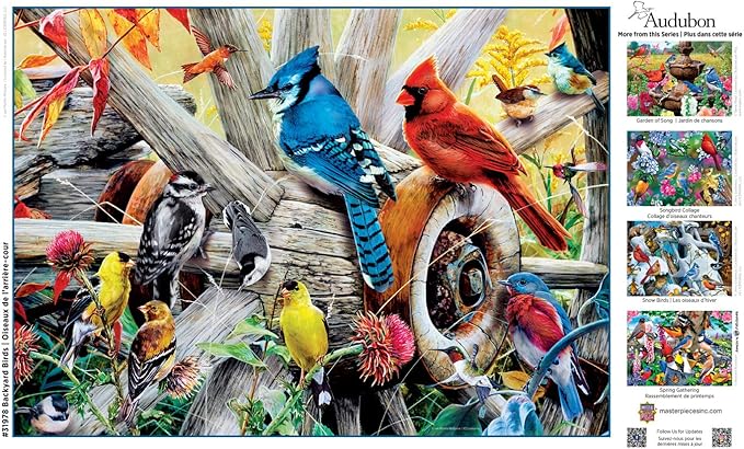 MasterPieces 1000 Piece Jigsaw Puzzle for Adults, Family, Or Youth - Backyard Birds - 19.25"x26.75"