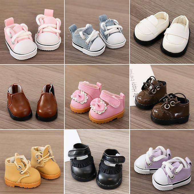 Doll Shoes for Lu bubu 17cm Dolls(No Doll) Accessories, Mini Shoes for Dolls, Cute Canvas Shoes Suitable for 17cm Doll, Dress Up Doll Shoes Replacement White