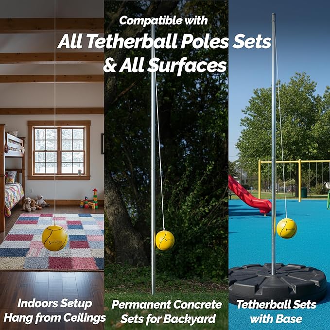 STERLING Sports Full Size Tetherball with Rope Set Neon Collection for Kids Outdoor Backyard Replacement Ball