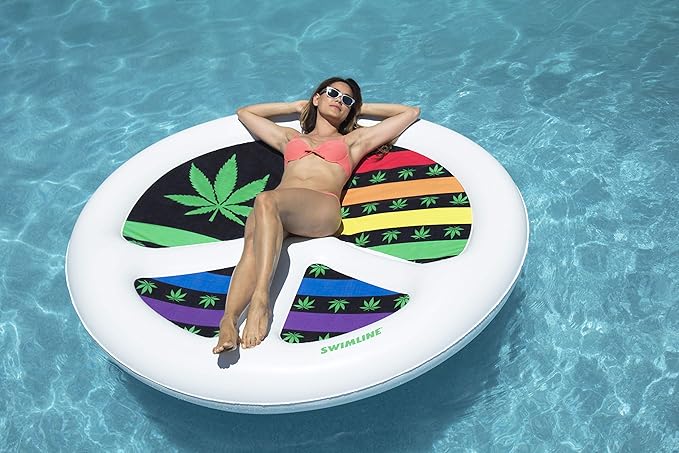 SWIMLINE Original Peace & Love Island Pool Float – Durable Vinyl Lounger for Adults & Teens – Fun Pool Float for Lake, Beach, or Backyard – Easy to Inflate and Store