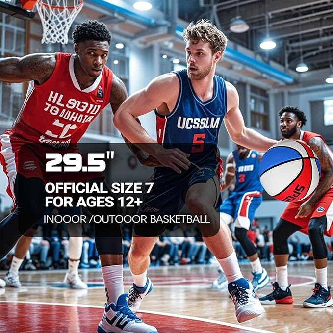 KUYOTQ Kids Youth Adult Size 3/4/5/6/7 (22/25.5/27.5/28.5/29.5") Basketball Premium Rubber or Faux Leather Basketball Indoor Outdoor Basketball for Boys Girls Womens Mens Basketball Gifts (Deflated)