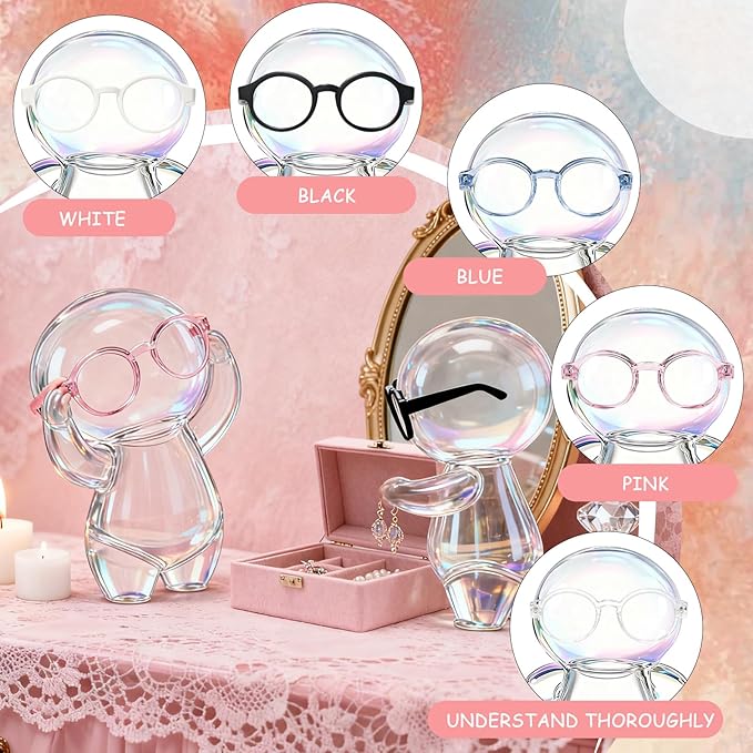 Doll Glasses Accessories for 17cm Dolls,Set of 5 Mini Glasses for 3.94-6.69 Inch (10-17 cm) Doll，lear Lenses, for Crafts, Dolls, Personalized Outfits