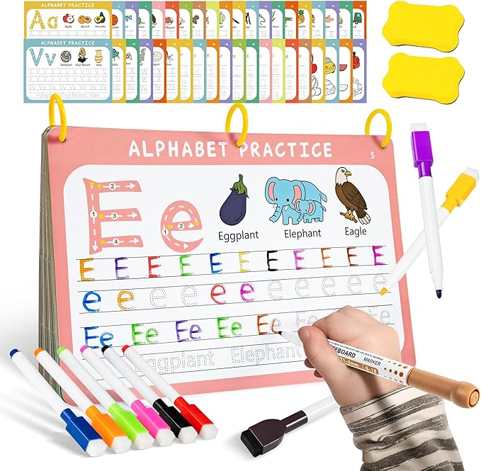 Fabeto Preschool Learning Activities Educational Workbook: Prek Handwriting Practice Tracing Busy Book - Toddlers Educational Toys - Autism Learning Materials | Montessori Games for Kids Age 3 4 5
