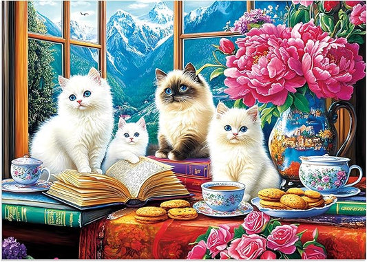 100 Piece Puzzles - Cute Ragdoll Cats Puzzles for Kids Ages 4-6 6-8 8-10, Large Piece Puzzle for Seniors for Elderly Activity for Adults Kids Puzzle Ages 5-8 Great Gift for Boys Girls