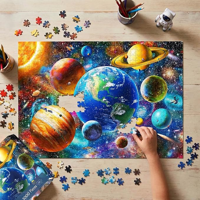 Puzzles for Adults 1000 Pieces - Solar System Jigsaw Puzzles 1000 Pieces, Colorful Planets Outer Space Exploration Puzzle,Impossible Hard Difficult Challenging Universe Puzzle for Family and Friends