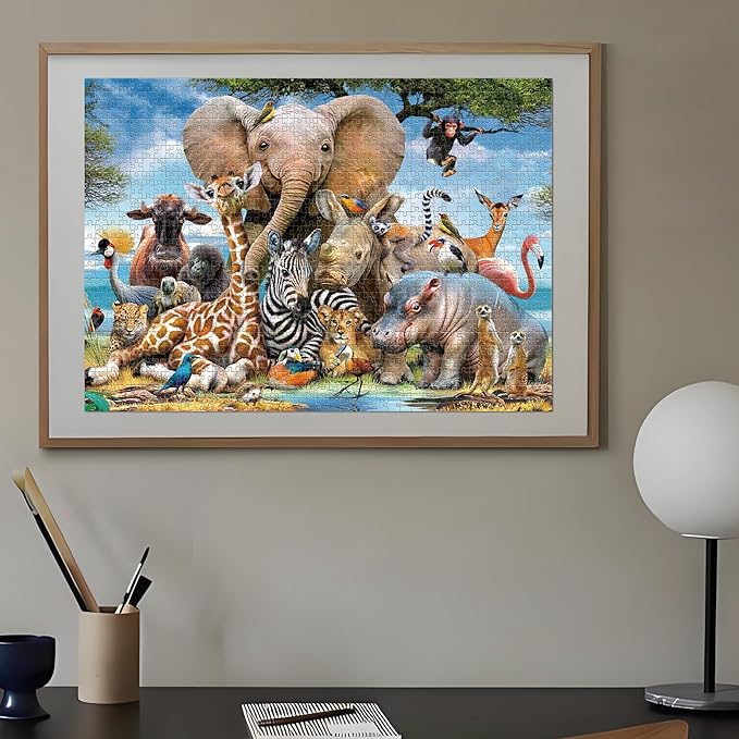 1000 Piece Jigsaw Puzzles for Adults Teens Kids - Fine Art Challenging, Wild Animals 1000Pcs Puzzle, Family Game Gift, Size 27"x20"