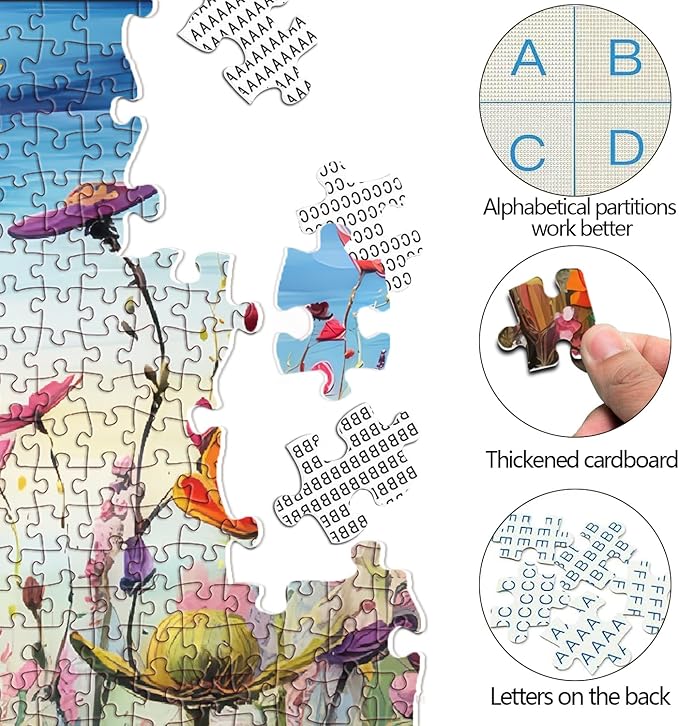 Puzzles for Adults 1000 Pieces, Flowers 1000 Piece Puzzle for Adults, Jigsaw Puzzles 1000 Pieces with Letters On Back Hard Impossible Difficult Challenging Family Puzzle (27.5"X19.6")