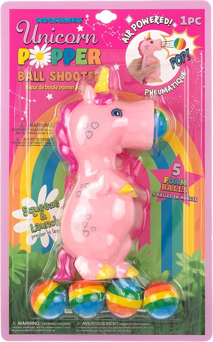 1pc Foam Ball Popper Toy - Squeeze & Launch Unicorn Toy w/ Foam Balls Included – Animal Ball Shooting Squishy Toy, Toddler Toys