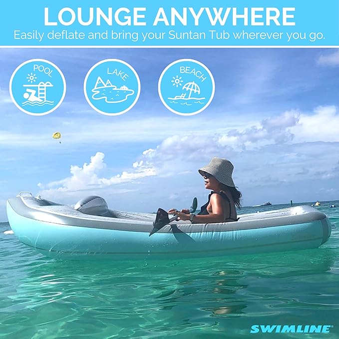 SWIMLINE Inflatable Swimming Pool Float Lounger Raft Mattress, Fun Mat, Classic Cruiser, Blue
