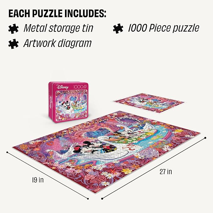 Ceaco - Disney - Tunnel of Love - 1000 Piece Jigsaw Puzzle for Adults - Collectible Tin Case - Finished Size is 26.6 x 19