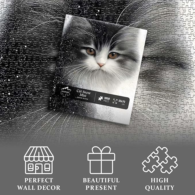PICKFORU Cat Puzzles for Adults 1000 Pieces, Kitty Puzzle Animal Aesthetic Art, Impossible Hard Challenge Kitten Jigsaw Puzzle