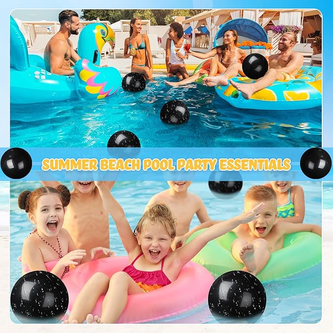 Raiten 12 Pcs Beach Ball Inflatable Beach Balls Large Inflatable Ball Floating Ball for Swimming Pool Party Favors Outdoor Activities Summer Birthday Party Supplies (Black,20 Inch)