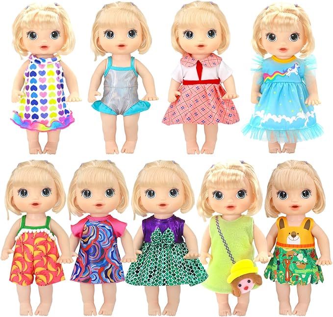 UNICORN ELEMENT 9 Sets Alive Baby Doll Clothes for 10-12 Inch Girl Dolls,12 Inch Baby Doll Clothing Dress Outfits Accessories Set,Best Gift for Kids