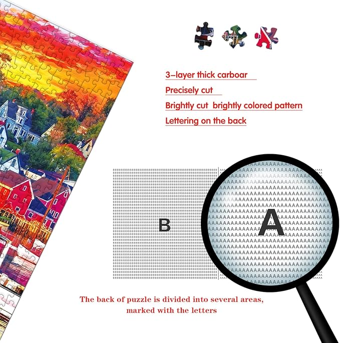 Puzzle for Adults 1000 Pieces,Sunset Harbor Ton Puzzle, Challening Impossible Difficult Hard Fun 1000 Pieces Jigsaw Puzzles for Adults