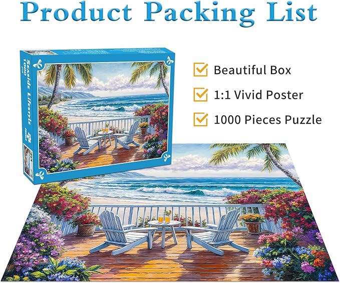 Seaside Lifestyle Jigsaw Puzzles 1000 Pieces for Adults Coastal Beauty 1000 Piece Jigsaw Puzzles for Adults