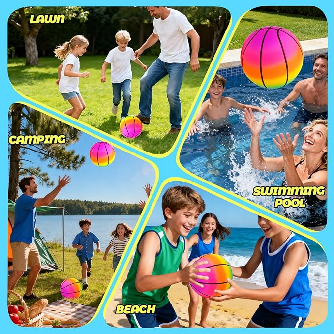 Mini Toy Basketballs Set - 8" Small Balls with Pump, Over The Door Mini Hoop Replacements, Indoor Basketball Toy for Toddlers, Kids, Teenagers, Pool, Yard, Outdoors 5 Pack