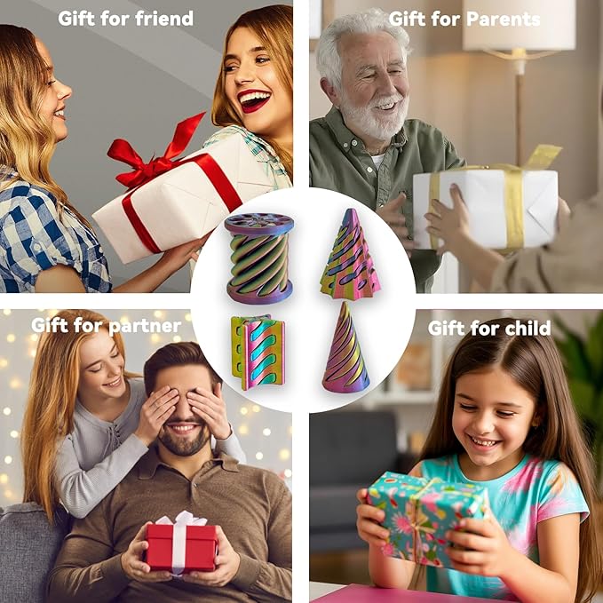Valentines Day Gifts 4 Packs Impossible Cone,Impossible Cones passthrough Impossible Pyramid for Relaxing,Spiral Fidget Toy passthrough Impossible Cone,Birthday for Adults & Kids