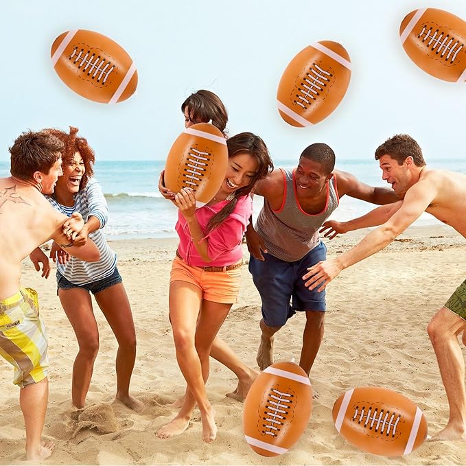 6 Pcs Giant Inflatable Footballs,16 Inch Blow Up Footballs Toys,Summer Pool Beach Balls,Sports Game Accessaries for Super Bowl Football Party Supplies,Indoor and Outdoor Use