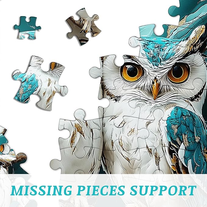 PICKFORU Owl Jigsaw Puzzles 1000 Pieces, Marble Art Owls Puzzles for Adults, Stone Carving Animal 1000 Piece Puzzle Hard Challenging