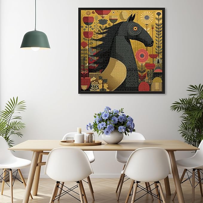 Vibrant Equine Art Horse Jigsaw Puzzles for Adults 1000 Pieces, Difficult Puzzles Perfect for Game Night, Great Gift Idea, Size 22.5 x 22.5 in