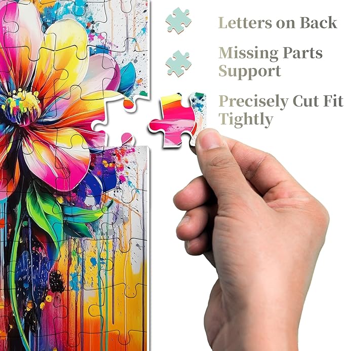 Rainbow Flower 1000 Piece Puzzle for Adults, Nature Floral Art Jigsaw Puzzles, Colorful Gradient Plant Puzzle as Home Wall Decor