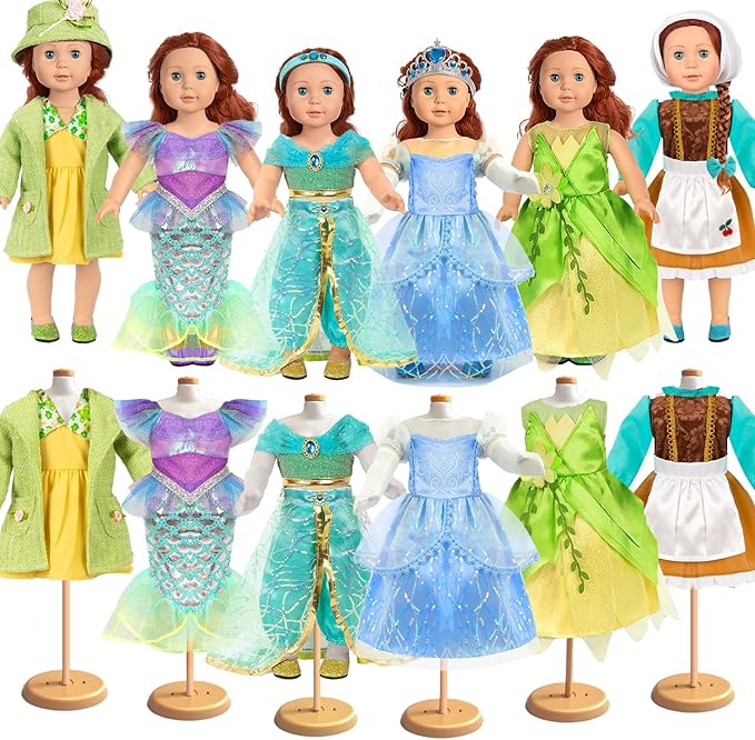 WONDOLL 18 inch Doll Clothes Accessories - 6Pcs Different Fairytale Costume Dress