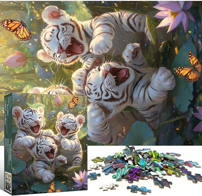Trio of Tigers Jigsaw Puzzle, 1000 Piece Puzzle for Adults, Impossible Hard Difficult Challenging Puzzles for Adults 1000 Pieces, Home Decoration Puzzle, Interlock Perfectly No Dust