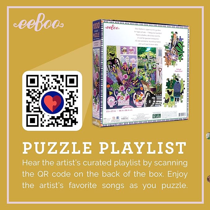 eeBoo 1000 Piece Puzzle - Lavender Kitchen Jigsaw Puzzle for Adults, Square 23" x 23" Made with Recycled Board & Vegetable-Based Ink