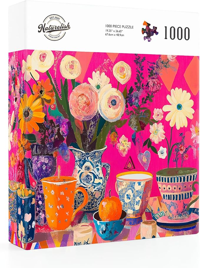 Puzzles for Adults 1000 Pieces - Flowers Art: Difficult Challenging Unique Jigsaw Puzzle for Adults, Gift for Women, 6-Color-Zone on Back Puzzles