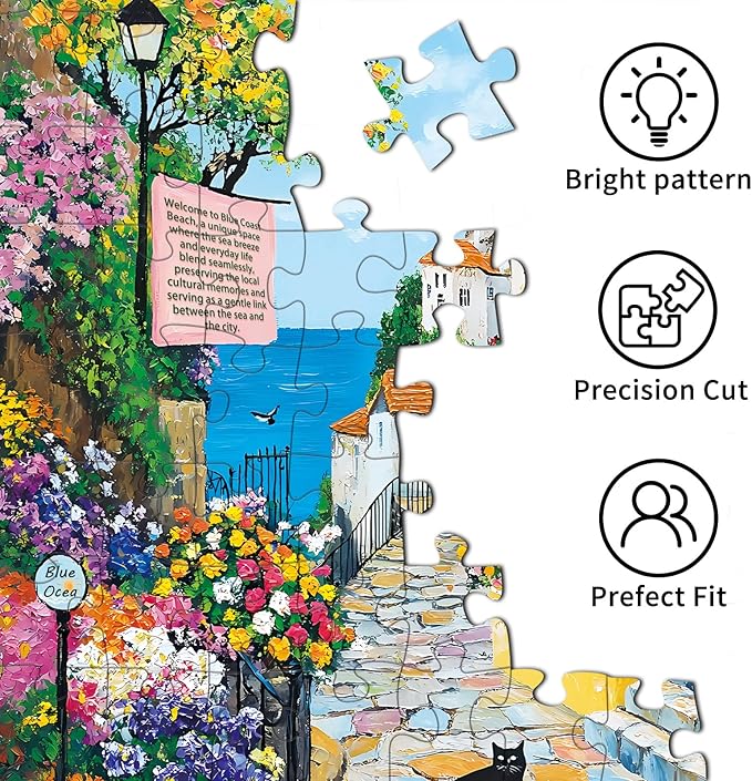 Jigsaw Puzzles for Adults 1000 Pieces, Interlock Perfectly No Dust, Impossible Difficult Hard Fun 1000 Piece Jigsaw Puzzles for Adults-1:1 Poster-Charming Coastal Path