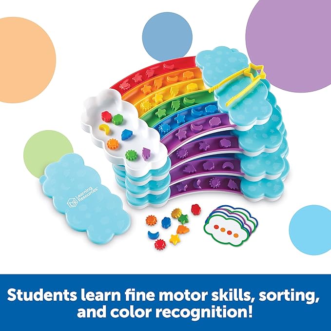Learning Resources Rainbow Sorting Set Classroom Edition - Toddler Sensory Bin Toys, Montessori Fine Motor Skills, Color Shape Sorter Games, Preschool and Homeschool , Back to School, Teacher Gifts