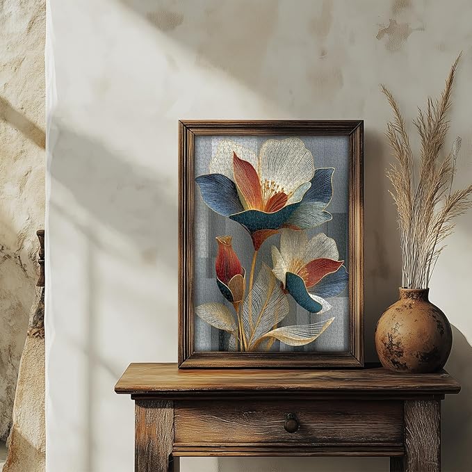 PICKFORU Floral Art 1000 Piece Puzzle for Adults, Linear Petals Jigsaw Puzzles Gradient, Modern Flower Puzzle Theme as Home Decor