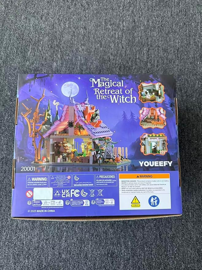 Magic House Set for Witches and Witches Building Set with Lights, Over 1200 Halloween Haunted House Building Blocks for Kids and Adults 14 Halloween and Christmas (The Magical Retreat of The Witch)
