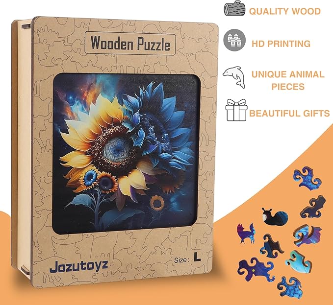 Wooden Puzzle for Adults, 248 Piece Unique Animal Shaped Jigsaw Puzzles, Family Game Gift for Adults and Teenagers (11.2 * 11.2in)