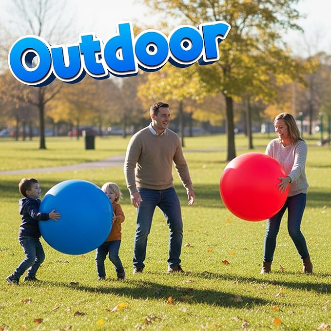 Jumbo 18-Inch Playground Balls (2 Pack, Red & Blue) - Giant Large Inflatable Rubber Kickball for Kids and Toddlers, Boys & Girls Backyard, Sports, Gym, Recess, Indoor & Outdoor Games w/Pump