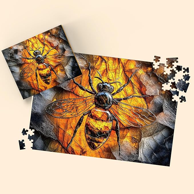 500 Piece Puzzles for Adults, Bee Jigsaw Puzzles 500 Pieces - Golden Buzz, Impossible Puzzle for Home Decor for Wall Decor, Finished Size 20.47 * 14.96”, with 1:1 Poster, Letter on The Back