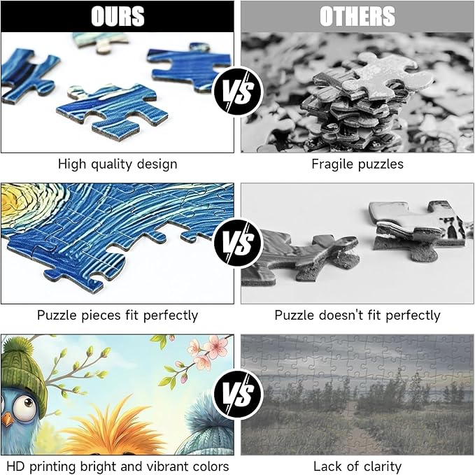 1000 Piece Jigsaw Puzzle for Adults, Cute Bird Animal Pattern, Back with Letters, Ideal for Home Decor & Puzzle Lover Gifts
