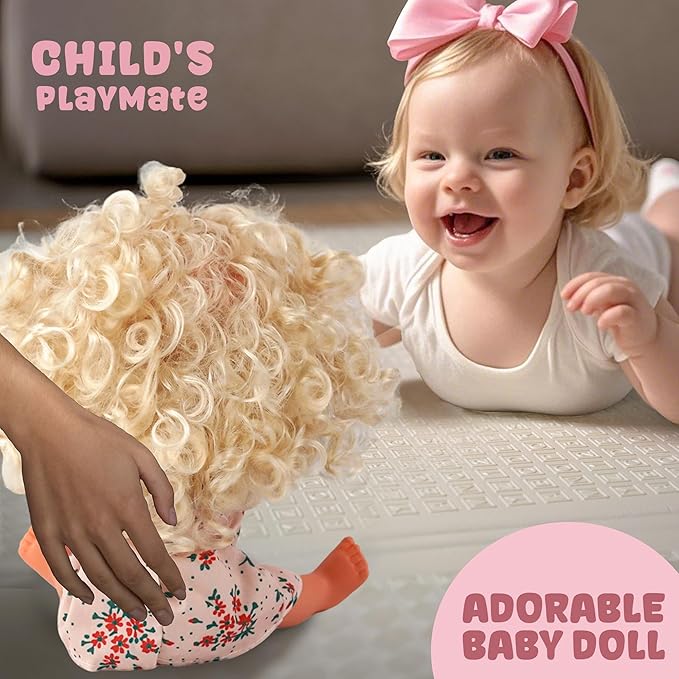 Baby Doll - SMIESSKIDDO 12" Interactive Baby Dolls with Hair Care Set & Sounds - Soft PVC Talking Babies Doll Toy Gift for Girls 2-6 Years (Comb, Mirror, Dryer, Rollers Included)