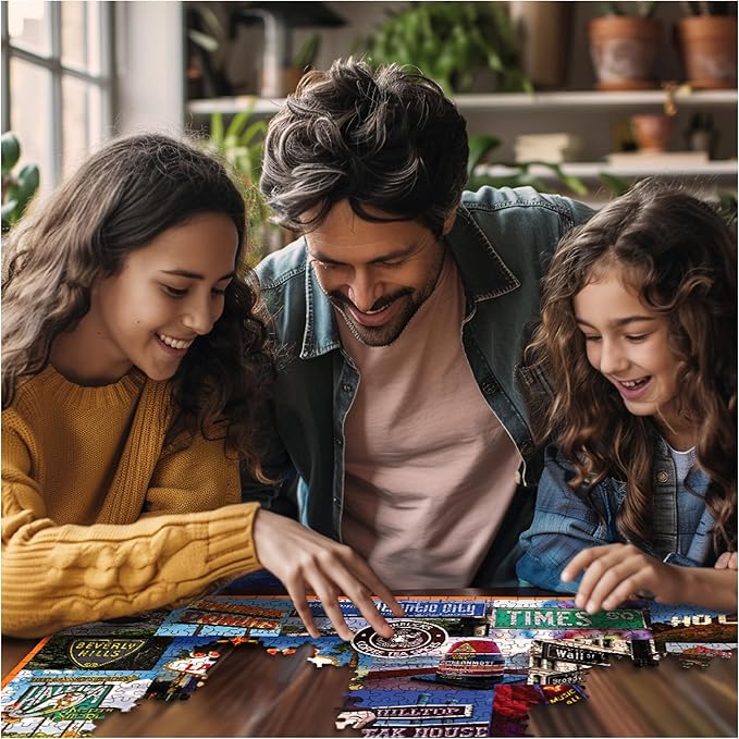 White Mountain 1000 Piece Jigsaw Puzzle Fun Collage Puzzles with Large Pieces Gift for Adults and Family 24"x30" - Signs Across America States