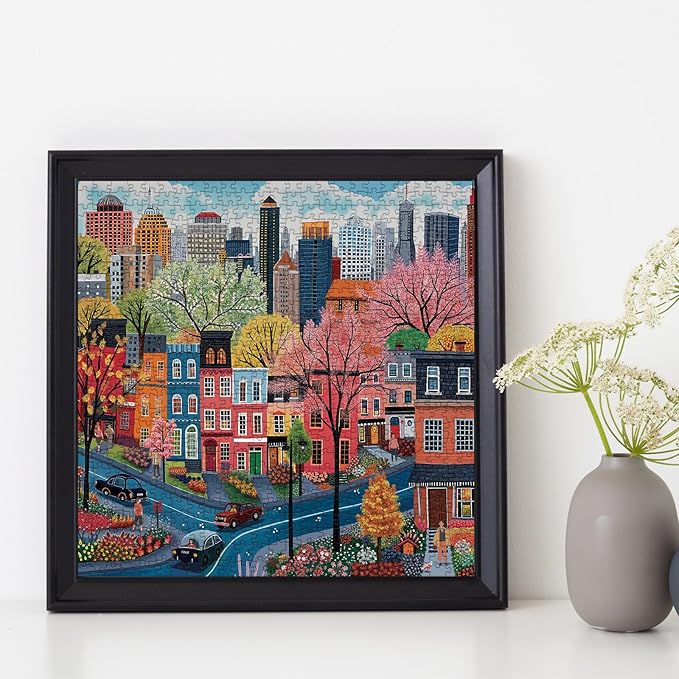 Colorful Street Scene Puzzles for Adults 1000 Pieces Nature, Pretty Landscape Flower Art Jigsaw Puzzles, Impossible Hard Difficult Challenging Puzzle