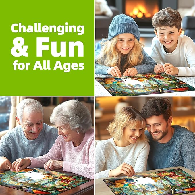 Fantasy Mushroom Living 1000 Piece Puzzle for Adults, Fun Puzzles for Adults 1000 Pieces with HD Print & Poster, 27.5 * 19.7 in Dust Free, for Gifts Halloween Christmas Family Games Lovers