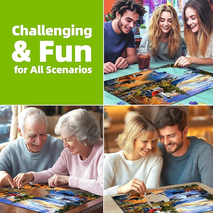 1000 Piece Puzzle for Adults, Jigsaw Puzzles with Scenic Cabin, Funny Puzzle, Nature Theme for Seniors and Adults, Fun and Challenging Home Decor Birthday Party Gift 27.5" x 19.7"