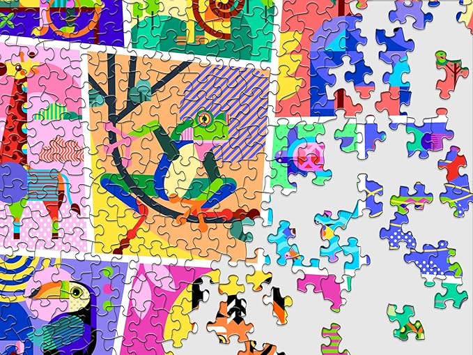 Springbok Geometric Jungle 500 Piece Jigsaw Puzzle for Adults, Children and Family - Colorful Animal Puzzle - Unique Cut Pieces