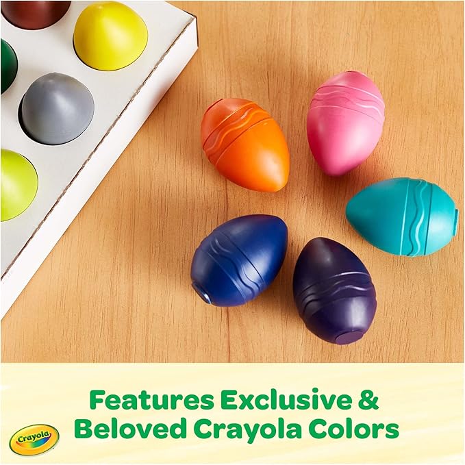 Crayola Large Egg Crayons (12ct), Essential Easter Basket Stuffers, Jumbo Washable Crayons for Toddlers, Spring Craft Supplies, Small Easter Egg Gift, Ages 1+