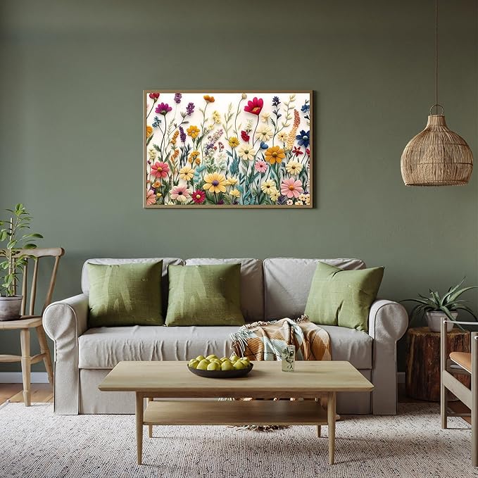 Puzzles for Adults 1000 Pieces, Wildflower Jigsaw Puzzles - Dance of Wildflowers, Impossible Wildflower Puzzle for Seniors Families, 27.56 x 19.69 Inches, 1:1 Poster, Letter on The Back