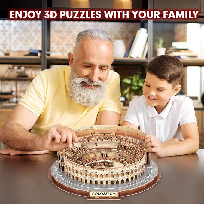 CubicFun 3D Puzzles for Adults Kids New Version Italy Rome Colosseum Jigsaw Puzzle DIY Building Model Kit Birthday Gift for Boys Girls Age 10+, 163 Pieces Easter Gift