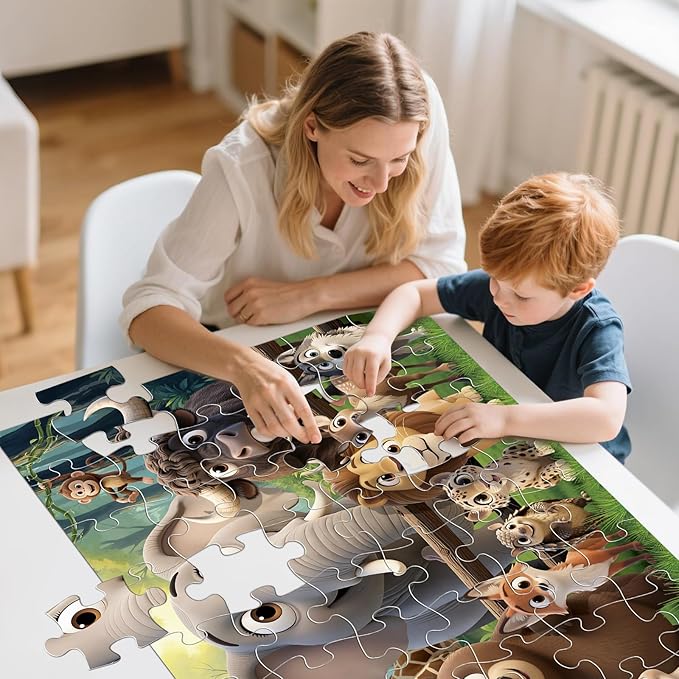 Jumbo Floor Puzzle for Kids,48 Piece Forest Animal Large Jigsaw Puzzles,Learning Educational Toys for Toddlers Ages 3-5,Wildlife Preschool Puzzles Children Easter Gift for Boy Girl Ages 4-8 W