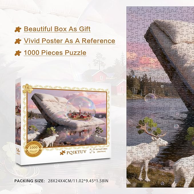 Puzzles for Adults 1000 Pieces Puzzle with Letters on Back Jigsaw Puzzle Nature Landscape Day and Dream Colorful Family Puzzle Decoration Challenging Puzzles (27.56x19.7 Inch)