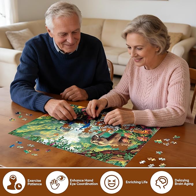 Jigsaw Puzzles for Adults 500 Pieces Puzzle Elephant Tiger Puzzle for Adults Elderly Puzzles Peacock Animal Puzzle 500, Home Decor Gift Family Game for Men Women Elders Seniors (20.5"x15")
